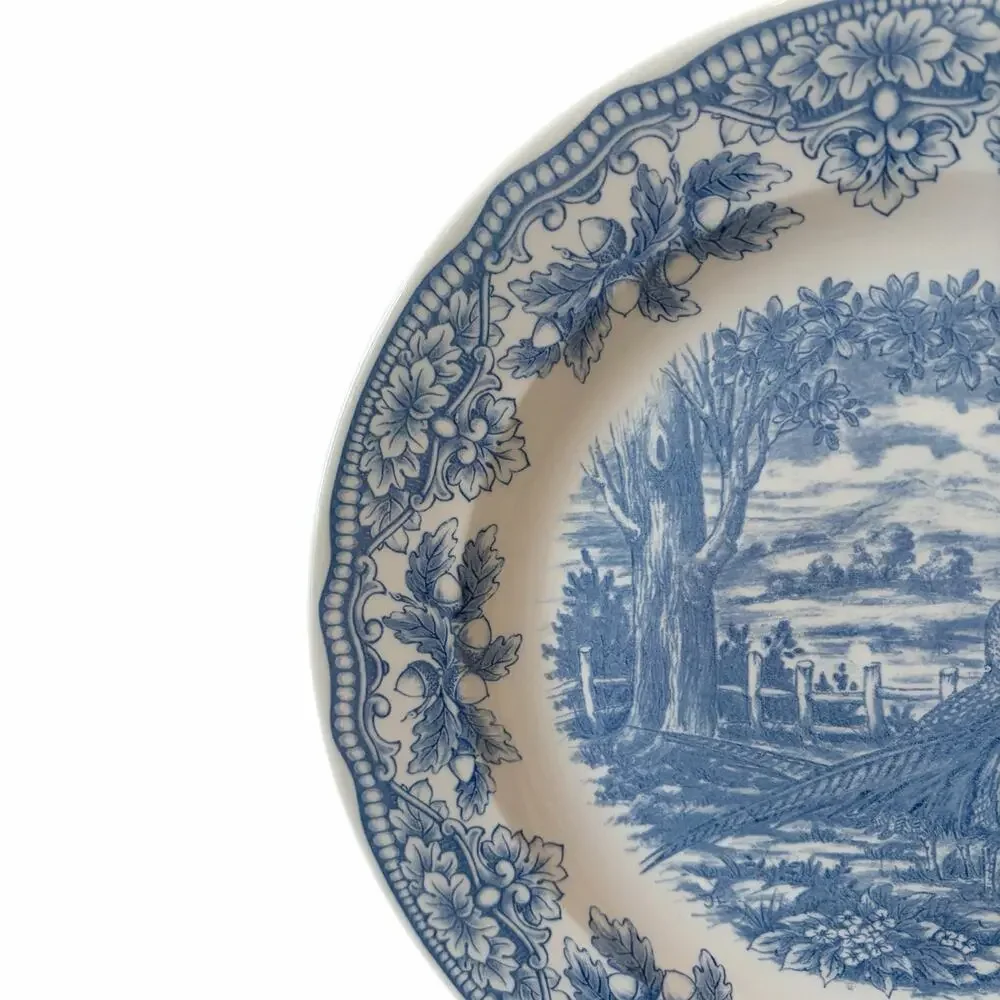 Royal Stafford Thanksgiving Pheasant Dinner Plates 11in Set of 4 Blue NEW